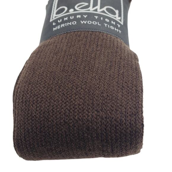 Italian Merino Wool Tights MEDIUM Espresso Brown Karla Ribbed B.ella New Hosiery - Picture 3 of 5